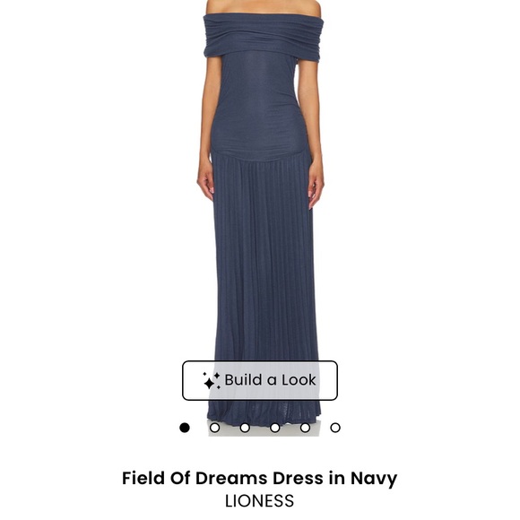 Elegant Off-Shoulder Navy Blue Dress - Picture 1 of 3